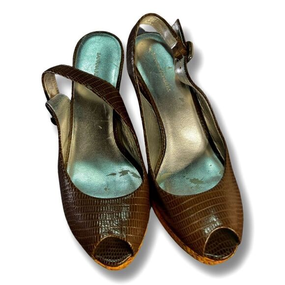 Banana Republic - Brown Reptile Leather - Sling Back Sandals. - Picture 2 of 6